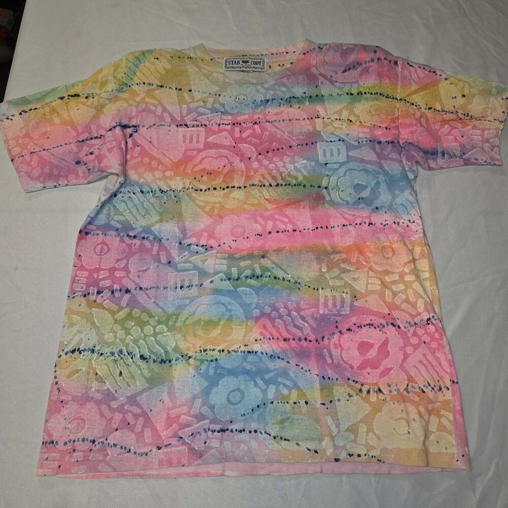Vintage Star Cody Western Rainbow single stitch T-Shirt women's shoulder pads